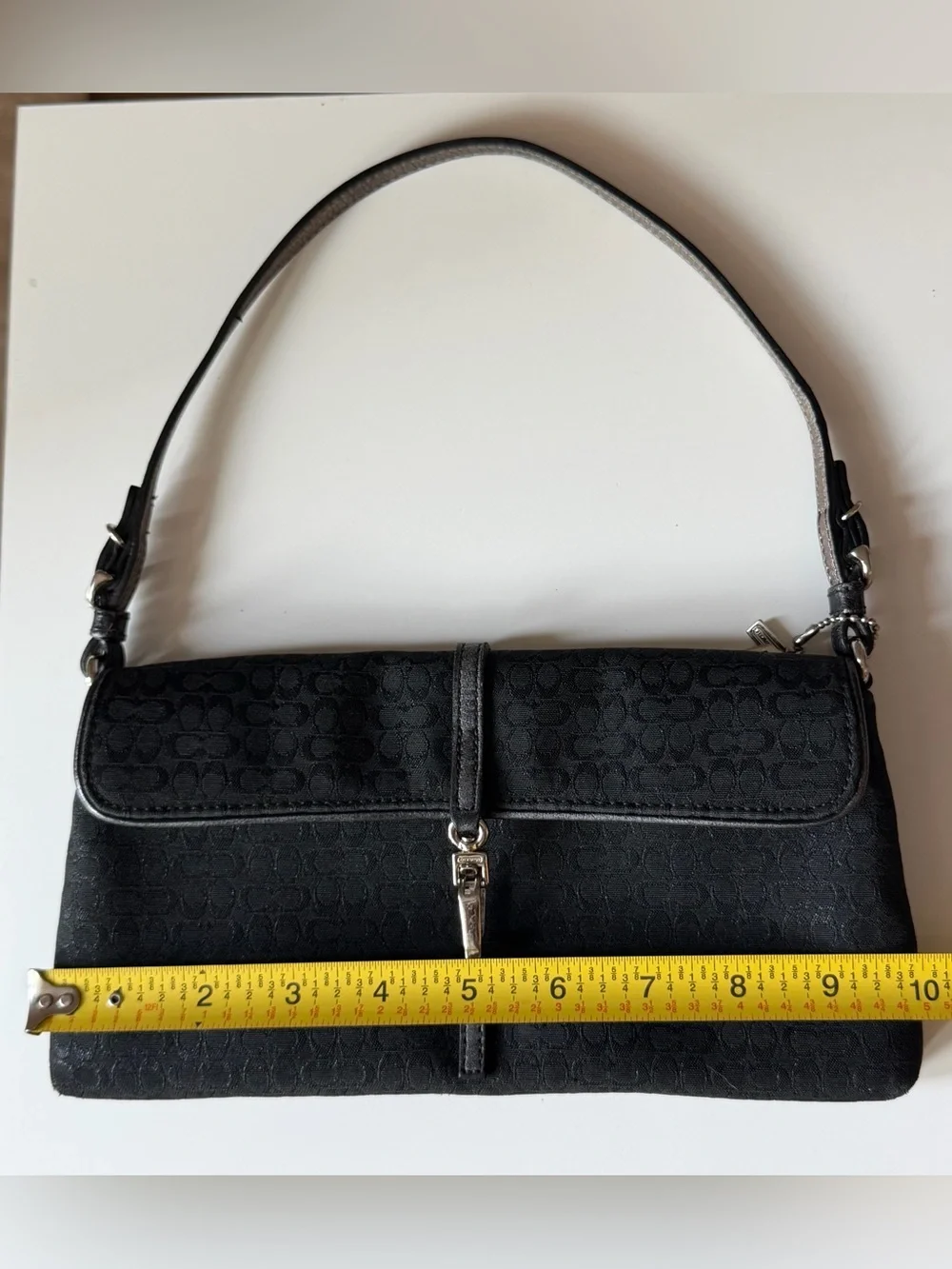 Coach 6380 Hamptons Signature Demi Flap Shoulder Bag Black Jacquard Y2K